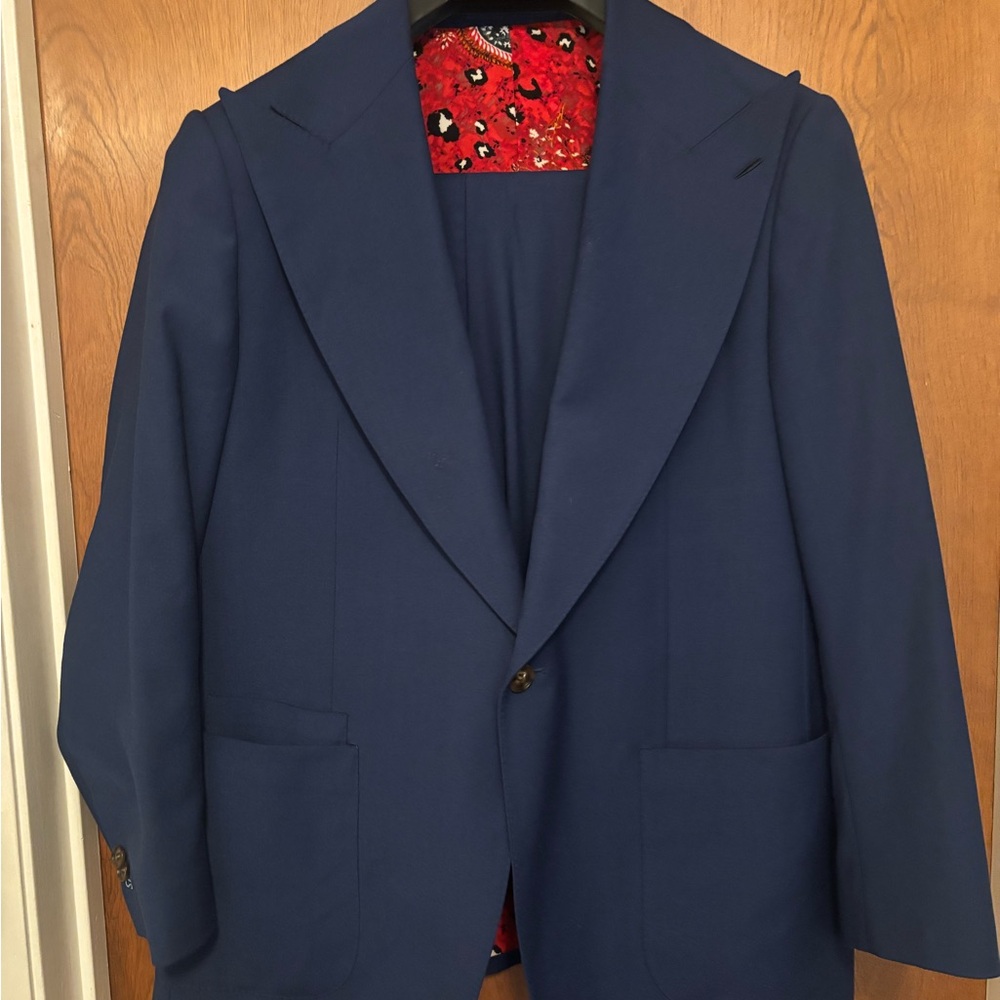 Like Suitsupply Men's Blue Custom Suit